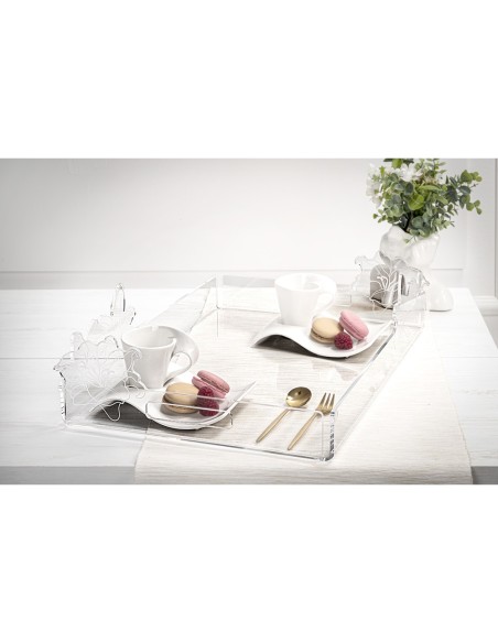 iPLEX Design - Rinascimento Vassoio Grande Trasp in plexiglass - Trasparente - 46x13x32 cm