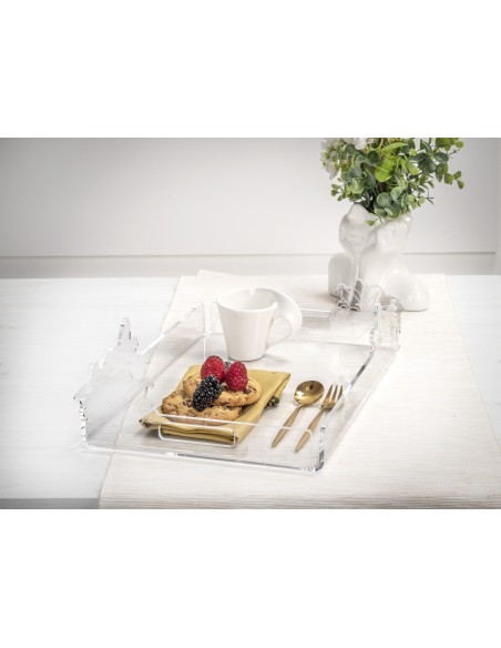 iPLEX Design - Rinascimento Vassoio Piccolo Trasp in plexiglass - Trasparente - 33x9x23 cm