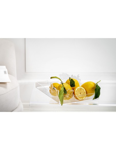 iPLEX Design - Rinascimento Vassoio Piccolo Trasp in plexiglass - Trasparente - 33x9x23 cm