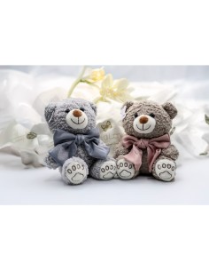 Fiori di Lena - Teddy con fiocco in seta e shopper in raso h 30 cm