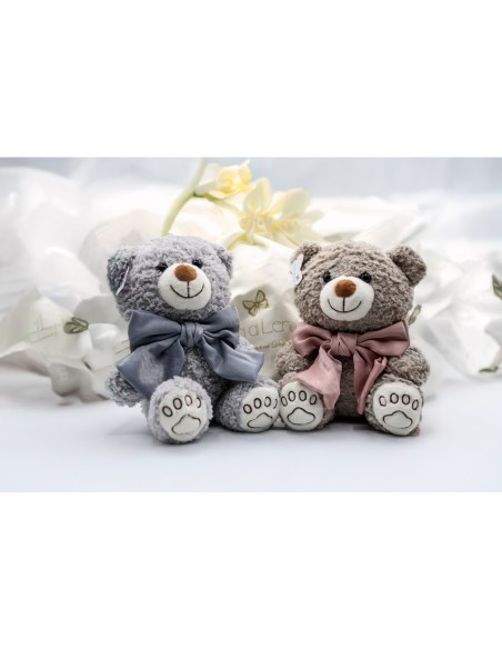 Fiori di Lena - Teddy con fiocco in seta e shopper in raso h 30 cm