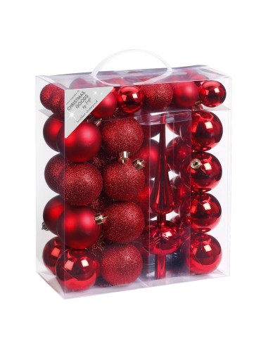 Inges - Palline di Natale ROSSO con Puntale  47pz 4 e 6 cm