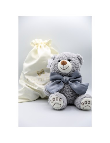 Fiori di Lena - Teddy con fiocco in seta e shopper in raso h 30 cm