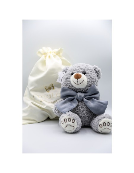 Fiori di Lena - Teddy con fiocco in seta e shopper in raso h 30 cm