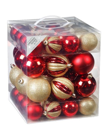 Inges - Palline di Natale ROSSO MIX 50pz, 6 e 8 cm