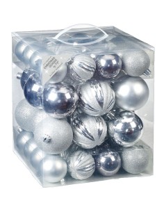 Inges - Palline di Natale ARGENTO MIX 50pz, 6 e 8 cm