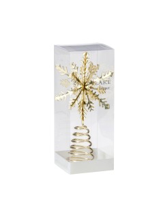 Inges - Puntale Fiocco di neve in metallo color oro 19 cm
