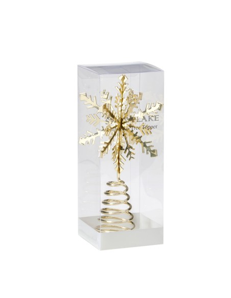 Inges - Puntale Fiocco di neve in metallo color oro 19 cm