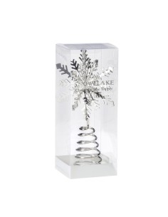 Inges - Puntale Fiocco di neve in metallo color argento 19 cm