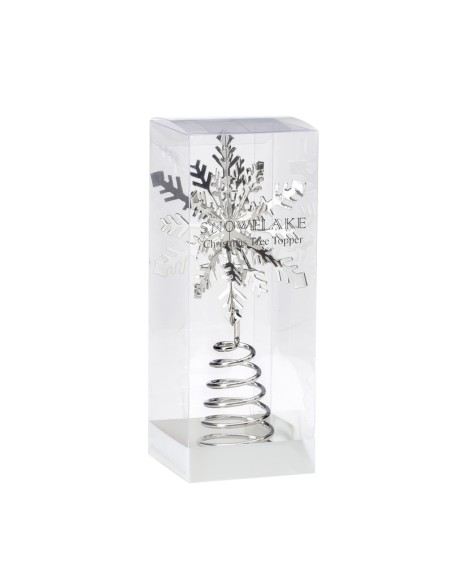 Inges - Puntale Fiocco di neve in metallo color argento 19 cm