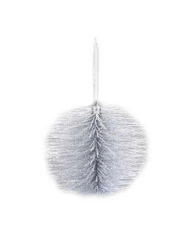 Inges - Palla di Natale effetto aghi di pino color argento 10 cm