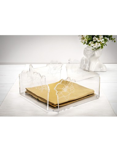iPLEX Design - Rinascimento P/Tovaglioli Orizzontale Trasp in plexiglass - Trasparente - 22x12x22 cm