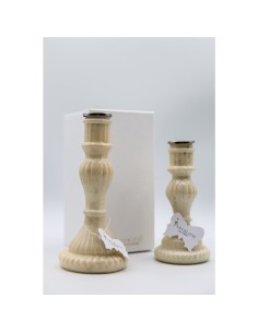 Fiori di Lena - Candeliere in vetro colore cream h 16 cm con scatola 2