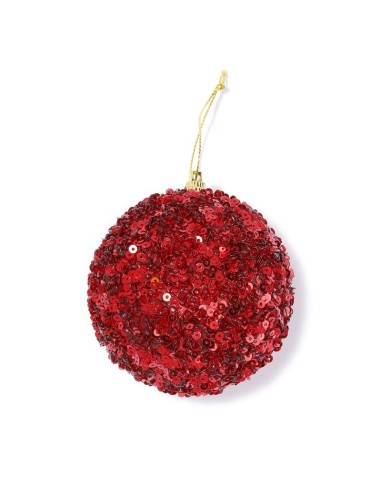 Inges - Palla di Natale in paillette color rosso 8 cm