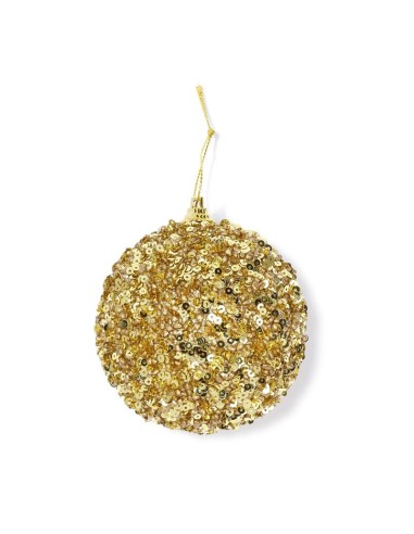 Inges - Palla di Natale in paillette color oro 8 cm