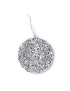 Inges - Palla di Natale in paillette color argento 8 cm