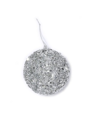 Inges - Palla di Natale in paillette color argento 8 cm