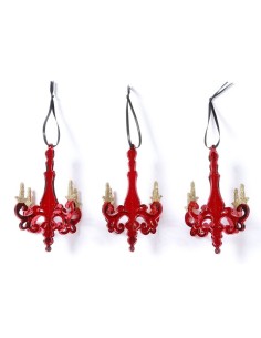Inges - Candeliere rosso decorazione albero set da 3 pezzi 12,5 cm