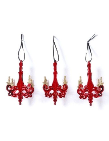 Inges - Candeliere rosso decorazione albero set da 3 pezzi 12,5 cm