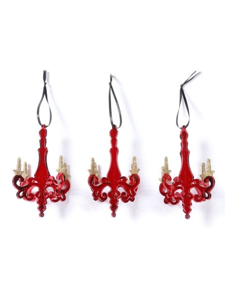 Inges - Candeliere rosso decorazione albero set da 3 pezzi 12,5 cm