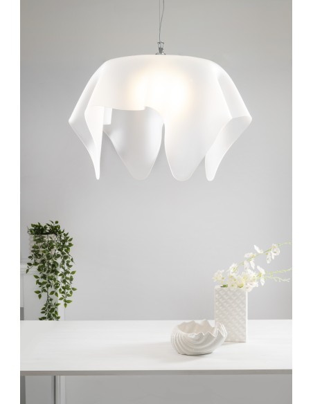 iPLEX Design - Drappeggi Lampadario Big Bianco Satinato in plexiglass - 70x40x70 cm