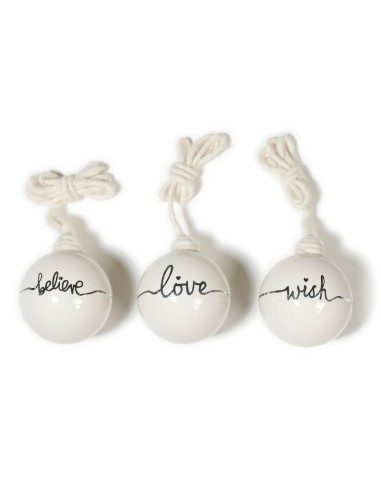 Inges - Palla Wish Love, Believe set da 3 in vetro 10  cm