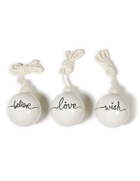 Inges - Palla Wish Love, Believe set da 3 in vetro 10  cm