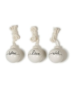 Inges - Palla Wish Love, Believe set da 3 in vetro 8  cm