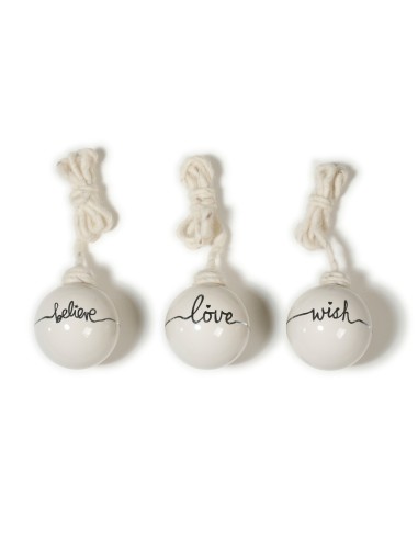 Inges - Palla Wish Love, Believe set da 3 in vetro 8  cm