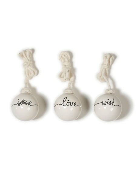 Inges - Palla Wish Love, Believe set da 3 in vetro 8  cm