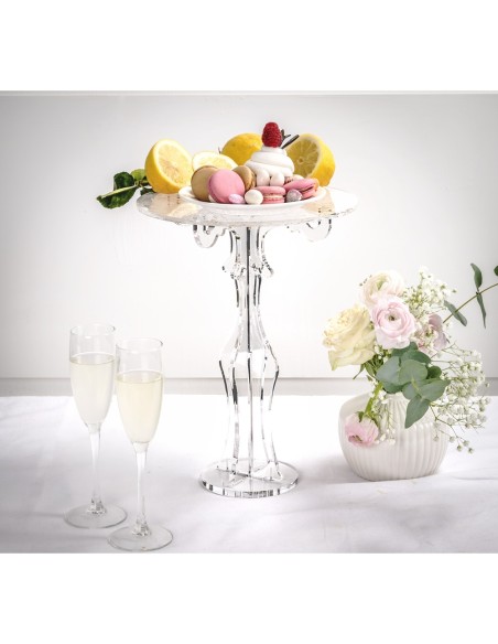 iPLEX Design - Bon Tona Alzata Alta Pizzo in plexiglass - Trasparente - 27x35x27 cm