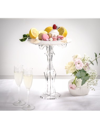 iPLEX Design - Bon Tona Alzata Alta Pizzo in plexiglass - Trasparente - 27x35x27 cm