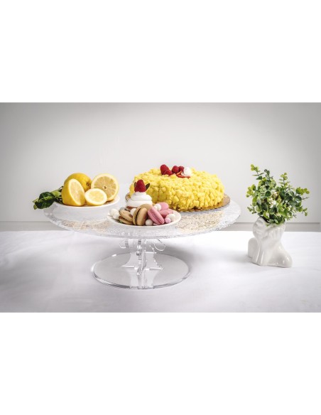 iPLEX Design - Bon Ton Alzata Bassa Pizzo in plexiglass - Trasparente - 50x17,5x50 cm