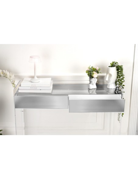 iPLEX Design - Marie Claire Consolle Silver in plexiglass - Trasparente/silver - 100x85x35 cm