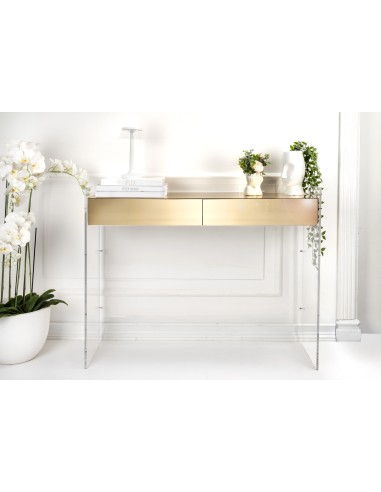 iPLEX Design - Marie Claire Consolle Gold in plexiglass - Trasparente/gold - 100x85x35 cm