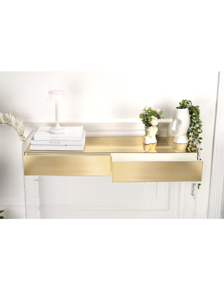 iPLEX Design - Marie Claire Consolle Gold in plexiglass - Trasparente/gold - 100x85x35 cm