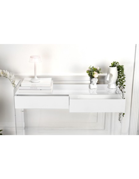 iPLEX Design - Marie Claire Consolle Bianco in plexiglass - Trasparente/bianco - 100x85x35 cm