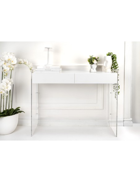 iPLEX Design - Marie Claire Consolle Bianco in plexiglass - Trasparente/bianco - 100x85x35 cm