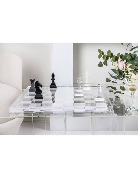 iPLEX Design - Gukesh Scacchiera in plexiglass - Trasparente - 50x2,5x50 cm