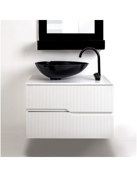 iPLEX Design - Calipso Composizione Mobile Bianco E Lavabo Nero in melanimico antigraffio/plexiglass - bianco/nero - 80x50x45 cm