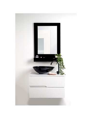 iPLEX Design - Calipso Composizione Mobile Bianco E Lavabo Nero in melanimico antigraffio/plexiglass - bianco/nero - 80x50x45 cm