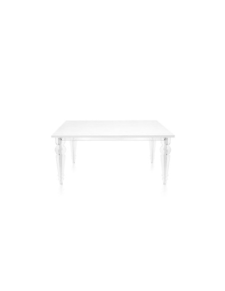 iPLEX Design - Egeo Tavolo Allungabile Bianco in pmma/ legno - Trasparente/legno bianco - 155/ - 155/ - 155x75x80 cm