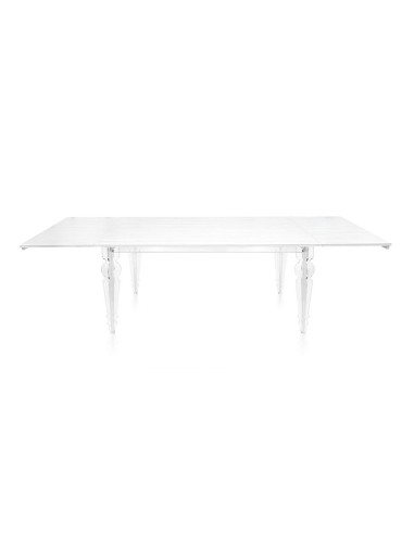 iPLEX Design - Egeo Tavolo Allungabile Bianco in pmma/ legno - Trasparente/legno bianco - 155/ - 155/ - 155x75x80 cm