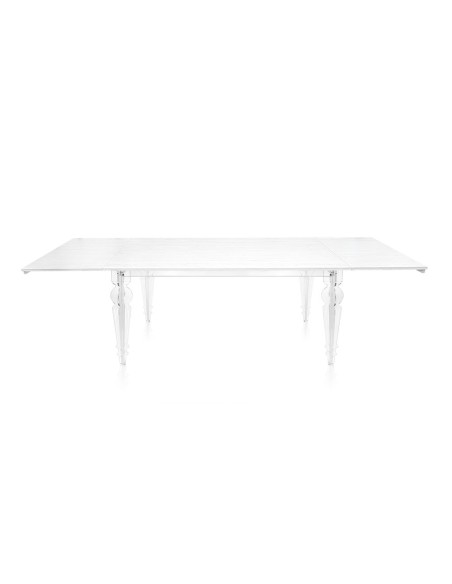 iPLEX Design - Egeo Tavolo Allungabile Bianco in pmma/ legno - Trasparente/legno bianco - 155/ - 155/ - 155x75x80 cm