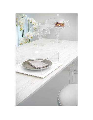 iPLEX Design - Egeo Tavolo Allungabile Bianco in pmma/ legno - Trasparente/legno bianco - 155/ - 155/ - 155x75x80 cm