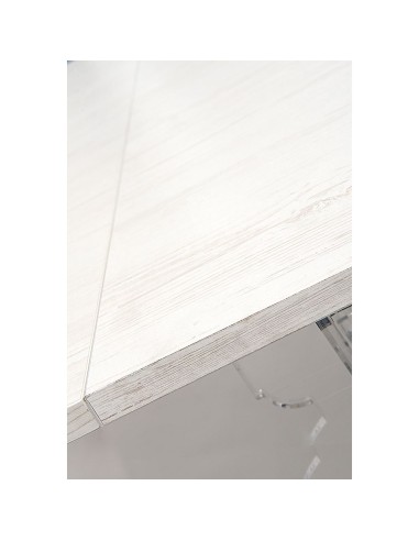 iPLEX Design - Egeo Tavolo Allungabile Bianco in pmma/ legno - Trasparente/legno bianco - 155/ - 155/ - 155x75x80 cm