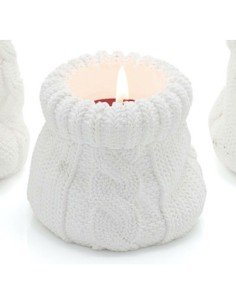 CANDELA CON CONTENITORE EFFETTO MAGLIA D. 6,5 CM