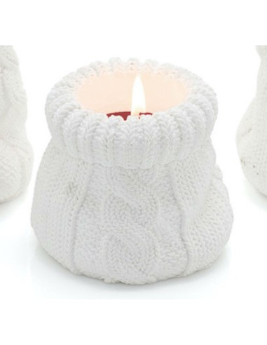CANDELA CON CONTENITORE EFFETTO MAGLIA D. 6,5 CM