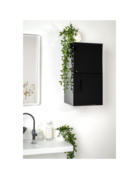 iPLEX Design - Clio Mobiletto Doppio Nero Da Parete in plexiglass - 30x60x30 cm
