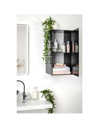 iPLEX Design - Clio Mobiletto Doppio Nero Da Parete in plexiglass - 30x60x30 cm